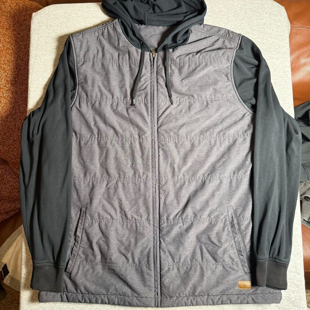 Travis Mathew Jacket Mens XXL Gray Black Scavenger Full Zip Hybrid Golf Hoodie